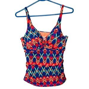 Apt 9 Colorful Tribal Lined Padded Spaghetti Strap Tankini Swimsuit Top size L